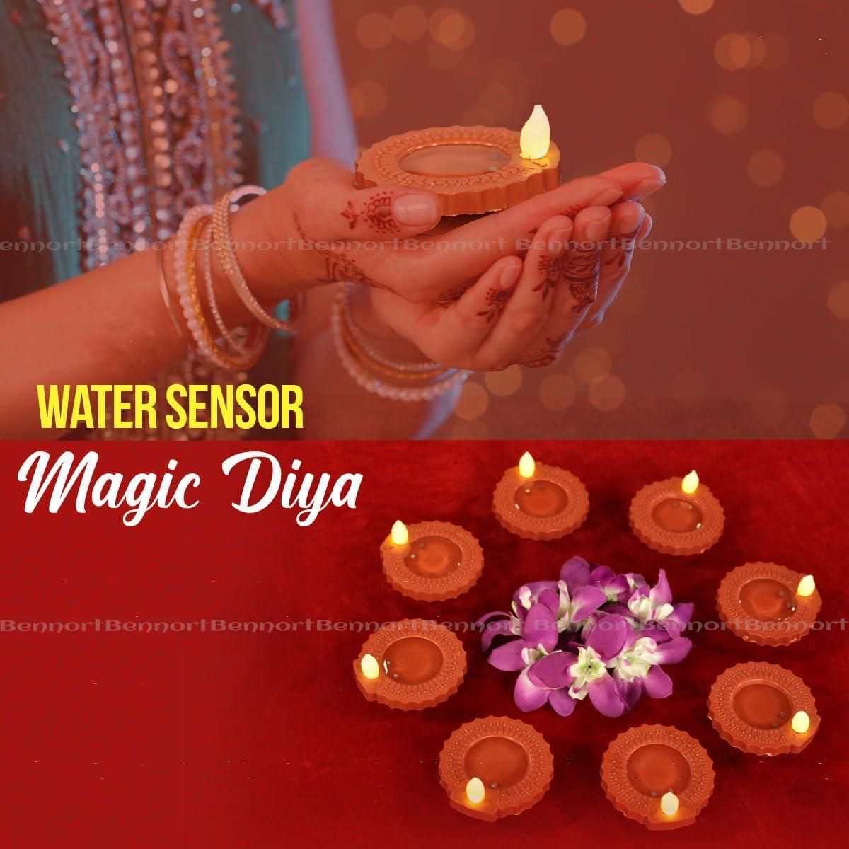 LED Light Water Sensor Diya with Ambient Lights, (Pack of 6/12/18/24)