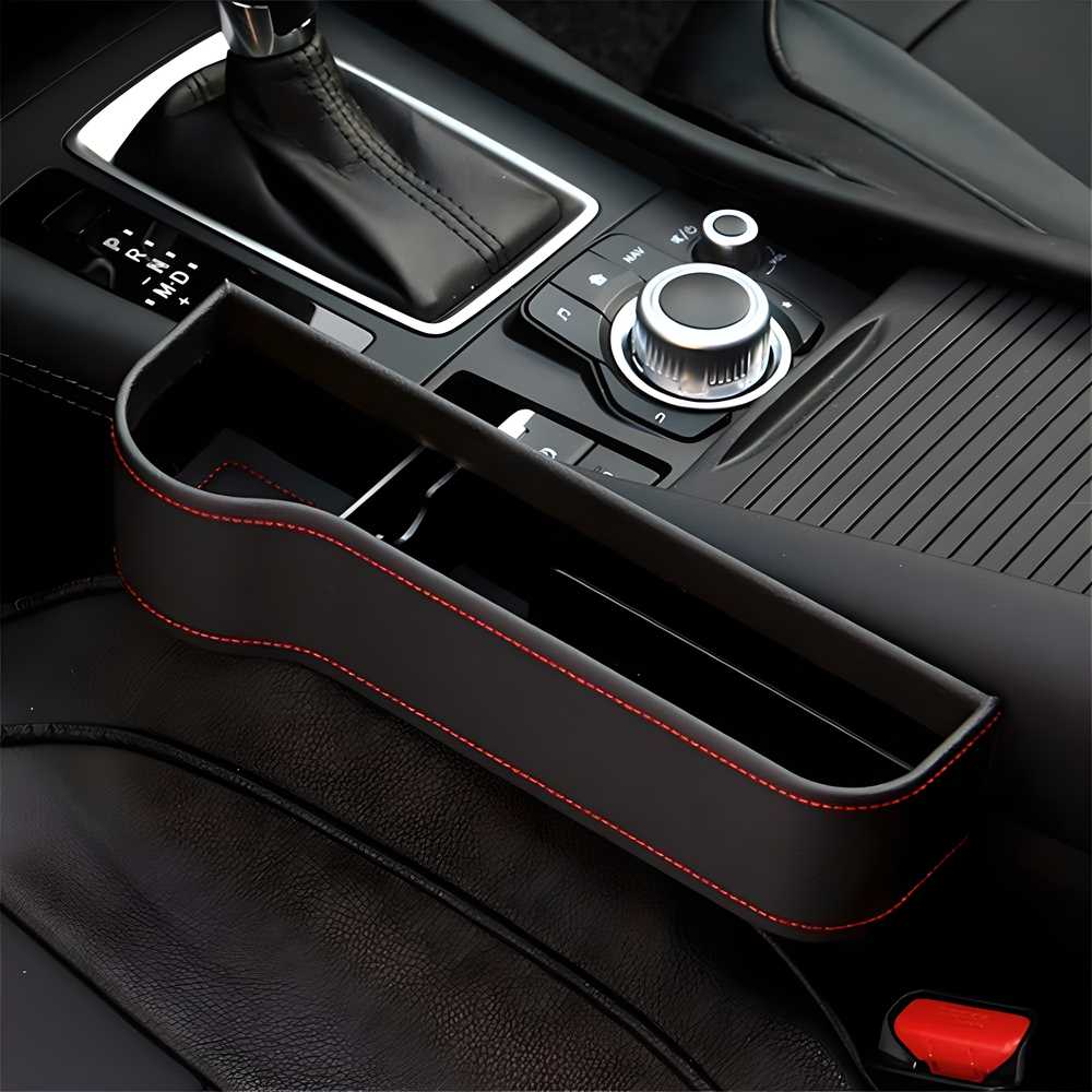 Seat Pockets PU Leather Car Console Side Organizer