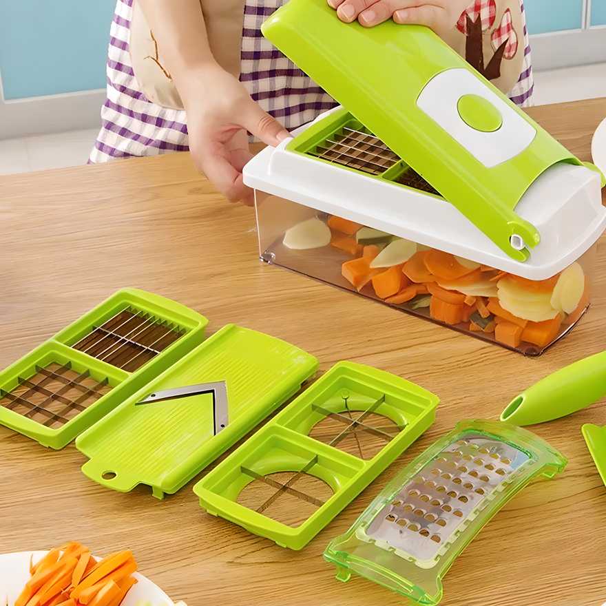 Multifunctional 12 in 1 nicer dicer chopper and drain basket