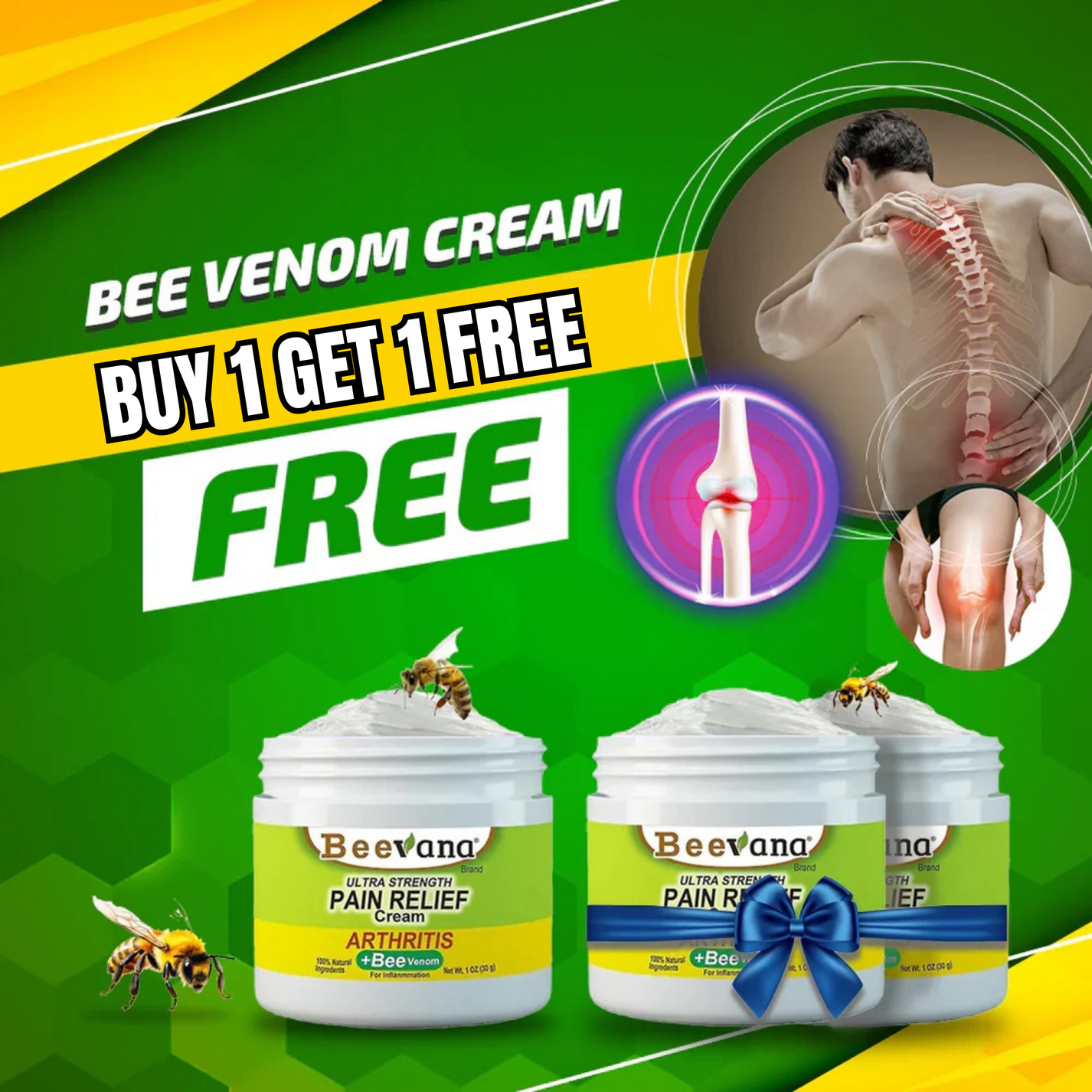 Bee Venom Joint and Bone Therapy Cream 100gm Each ( BUY 1 GET 1 FREE )